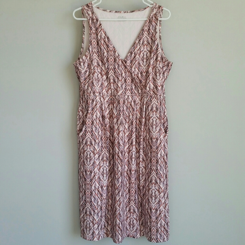 Eddie Bauer Pink and White Patterned Dress